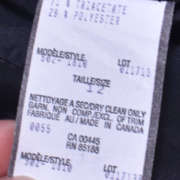 Women’s Black Blazer Jacket Size Large Faux Leather Trim Full Zip Chic Office - Picture 15 of 15